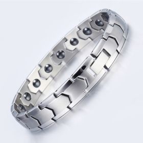 Stainless Steel Jewelry Bracelet Health Energy Magnetic Therapy (style: Silverblack gallstone)