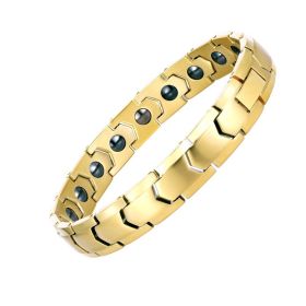 Stainless Steel Jewelry Bracelet Health Energy Magnetic Therapy (style: Goldblack gallstone)